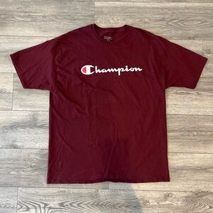 Champion Men’s Unisex Short Sleeve T-Shirt Big Logo Graphic Tee Maroon 2XL